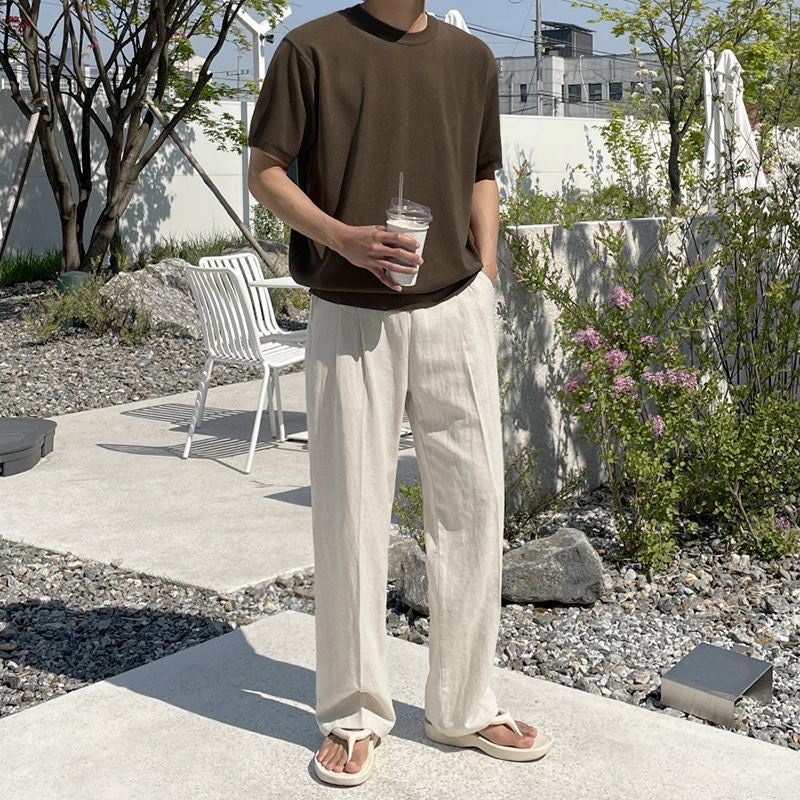 Men's Linen Pants Classic Style Relaxed Fit-1