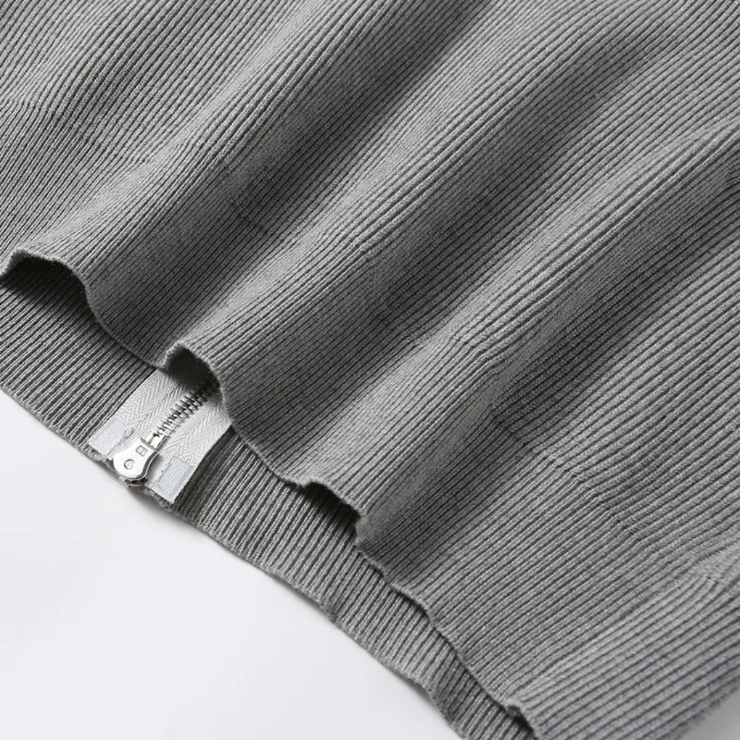 Full Zip Sweater - Natural Blend Knit And Easy Warmth