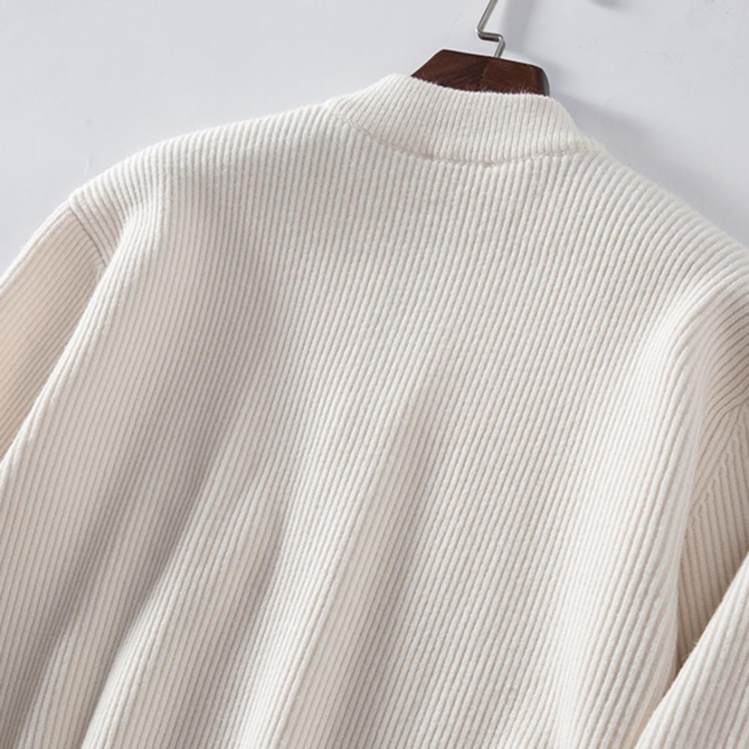 Full Zip Sweater - Natural Blend Knit And Easy Warmth