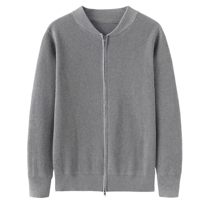 Full Zip Sweater - Natural Blend Knit And Easy Warmth