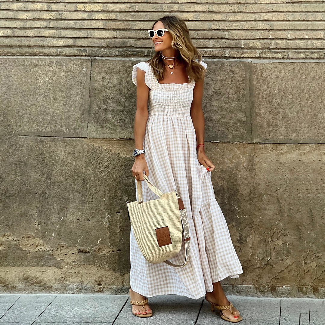 Women's Cotton Maxi Dress with Ruffles-2