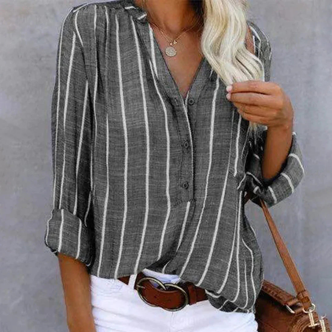 Women's Striped Button-Down Blouse - Summer Tops for Women 1