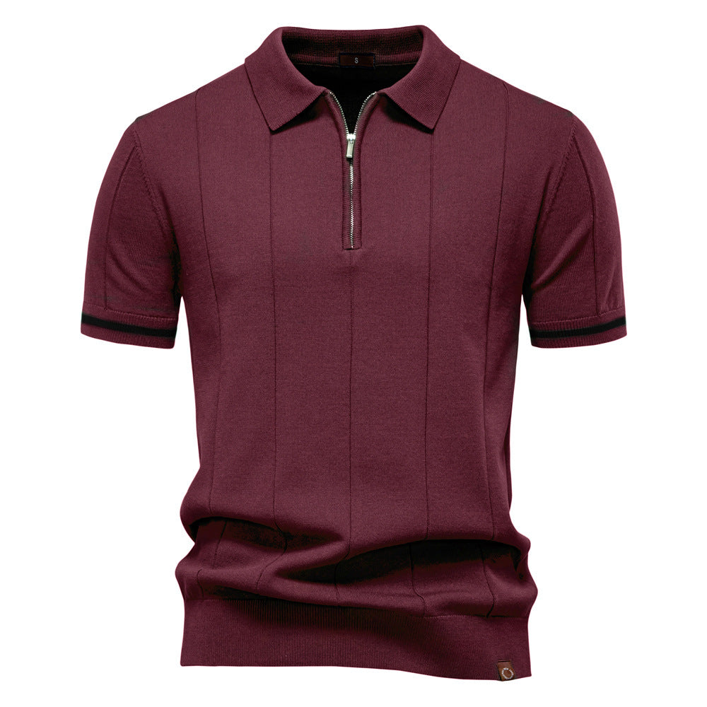 Half Zip Polo Shirt – Vertical Texture & Easy On Off