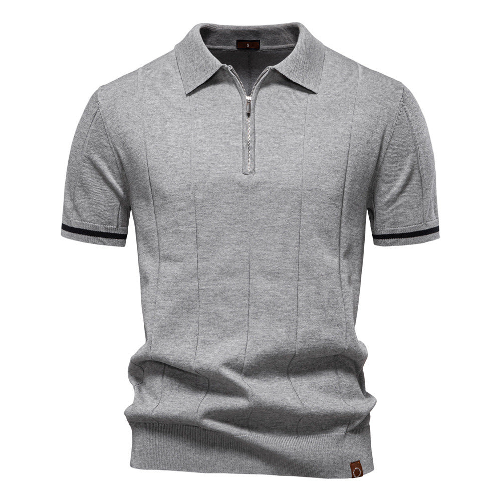 Half Zip Polo Shirt – Vertical Texture & Easy On Off