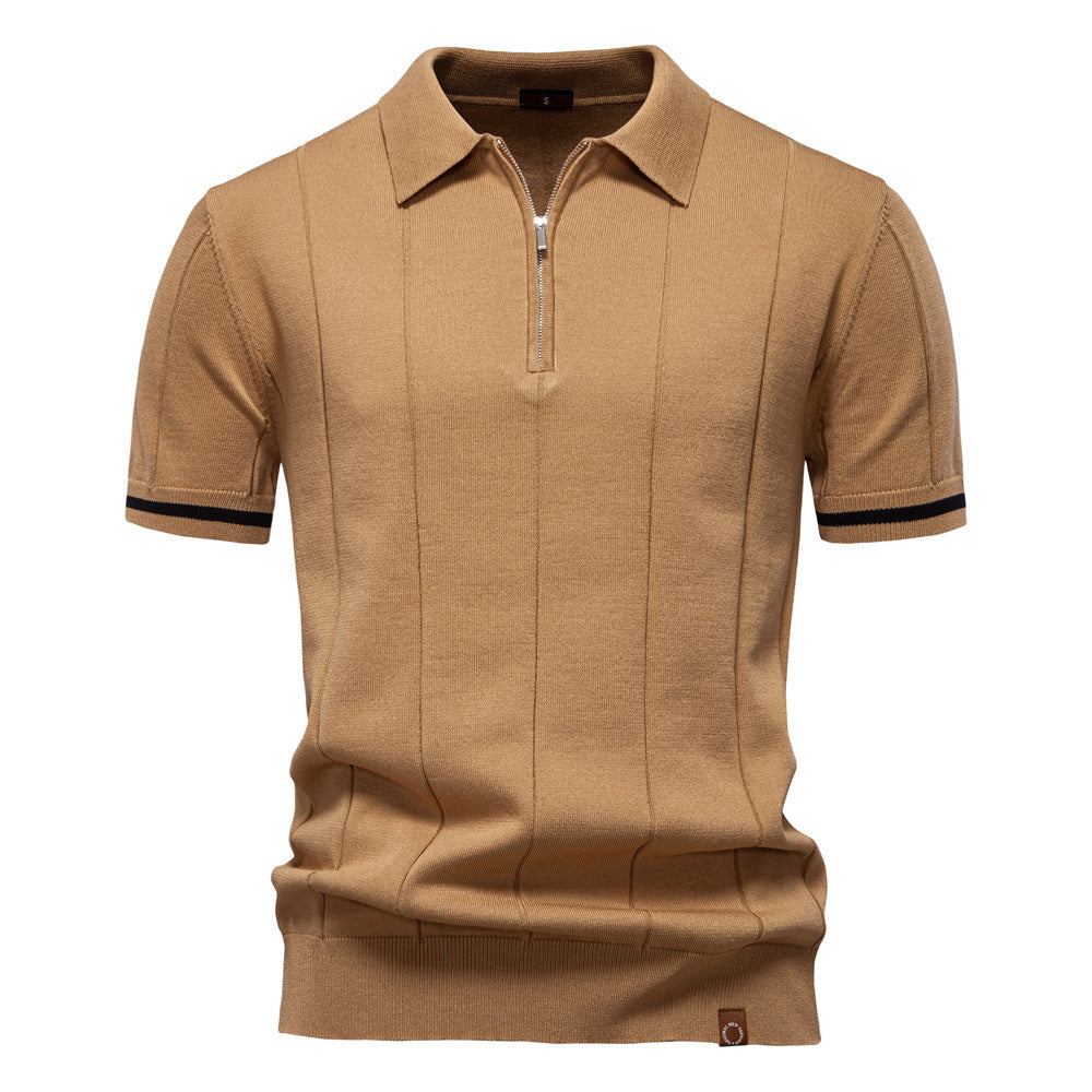 Half Zip Polo Shirt – Vertical Texture & Easy On Off
