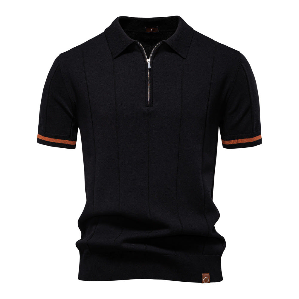 Half Zip Polo Shirt – Vertical Texture & Easy On Off