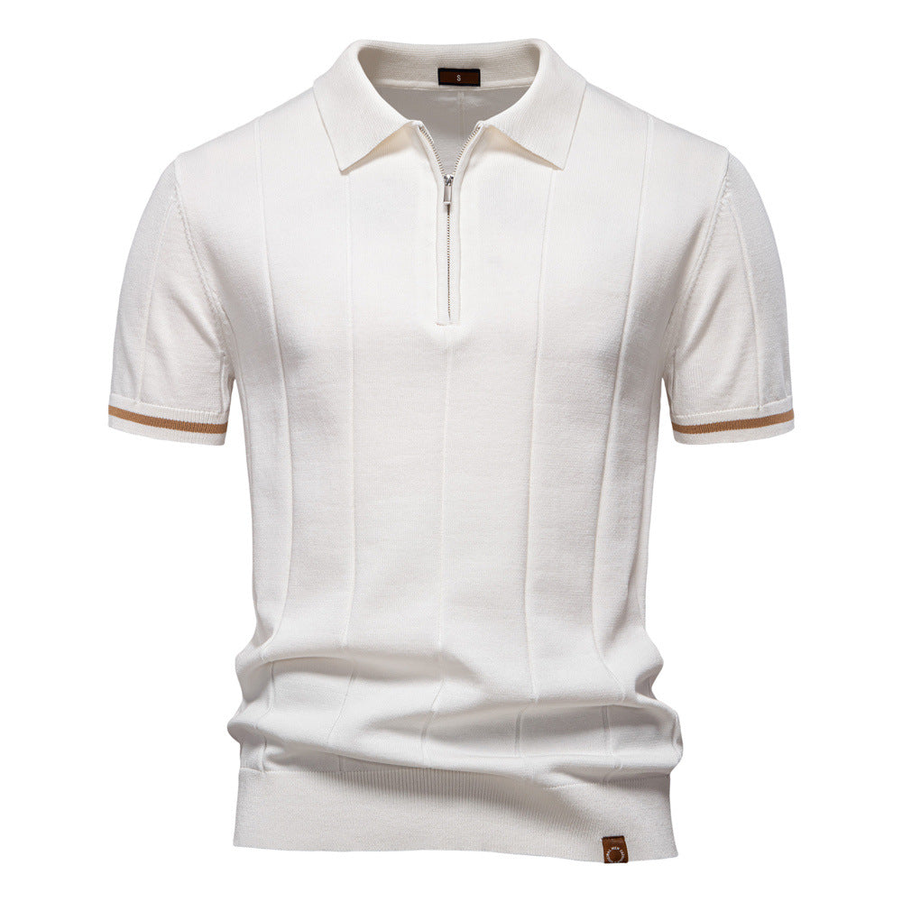 Half Zip Polo Shirt – Vertical Texture & Easy On Off