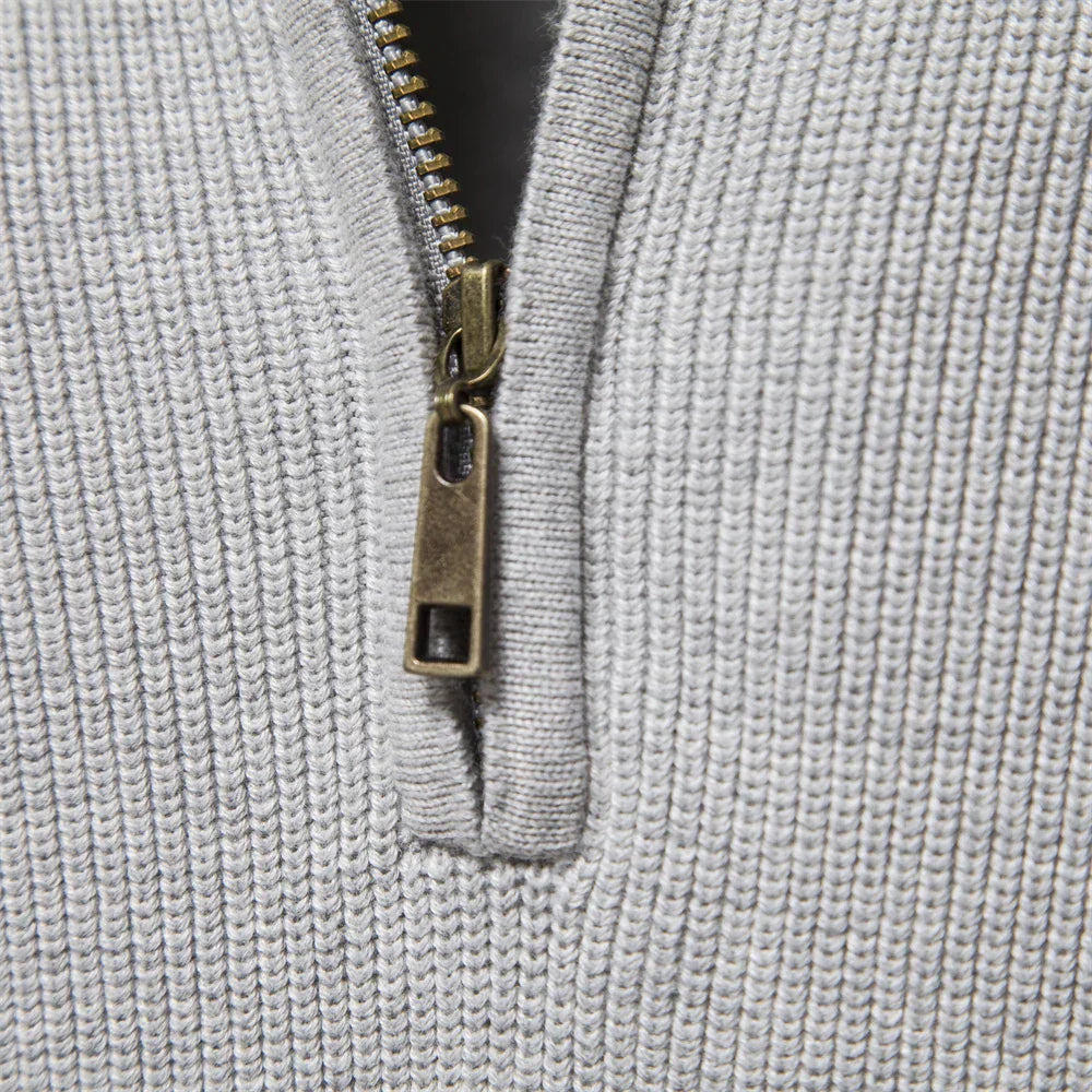 Half Zip Sweater- Breathable Blend And Adjustable Neckline