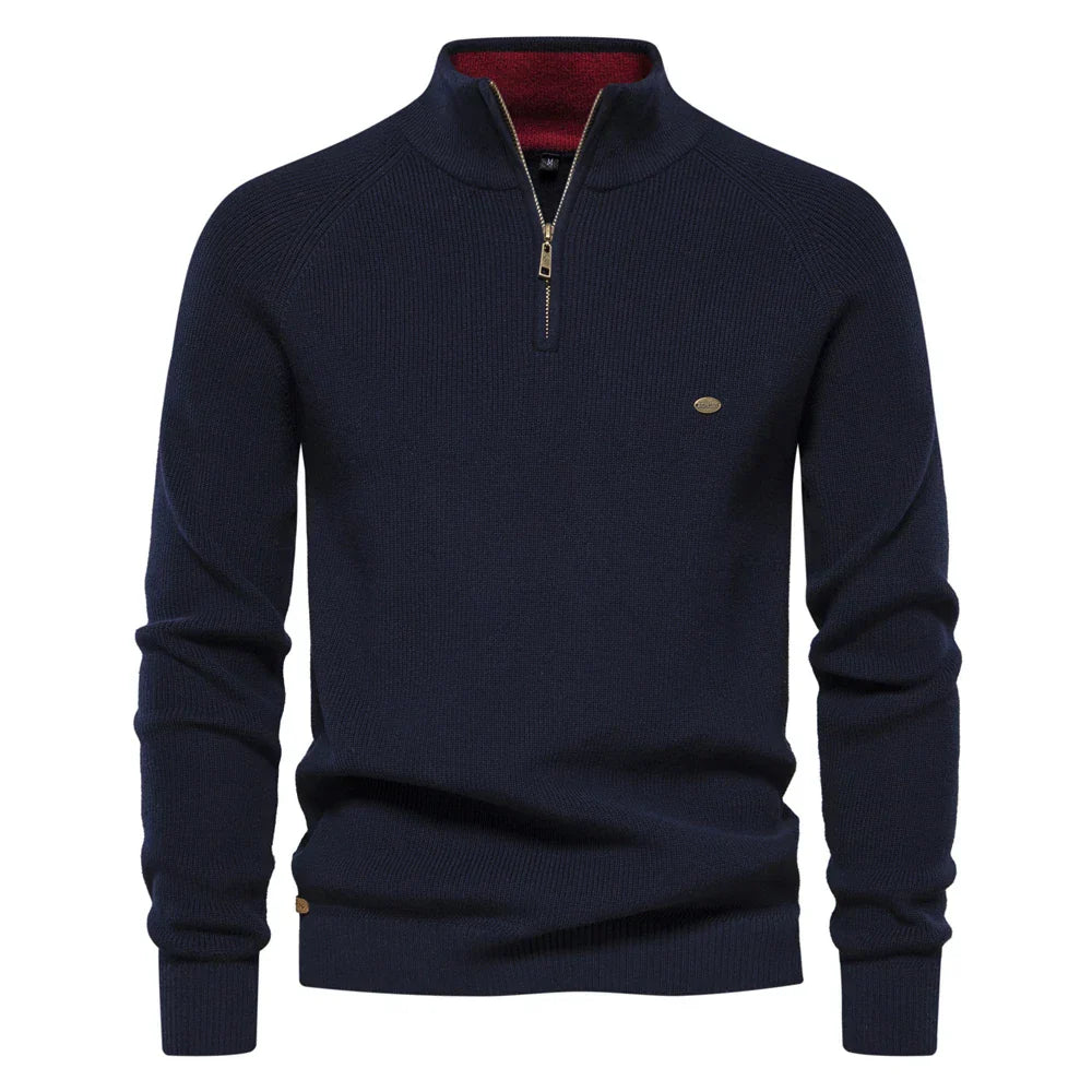 Half Zip Sweater- Breathable Blend And Adjustable Neckline