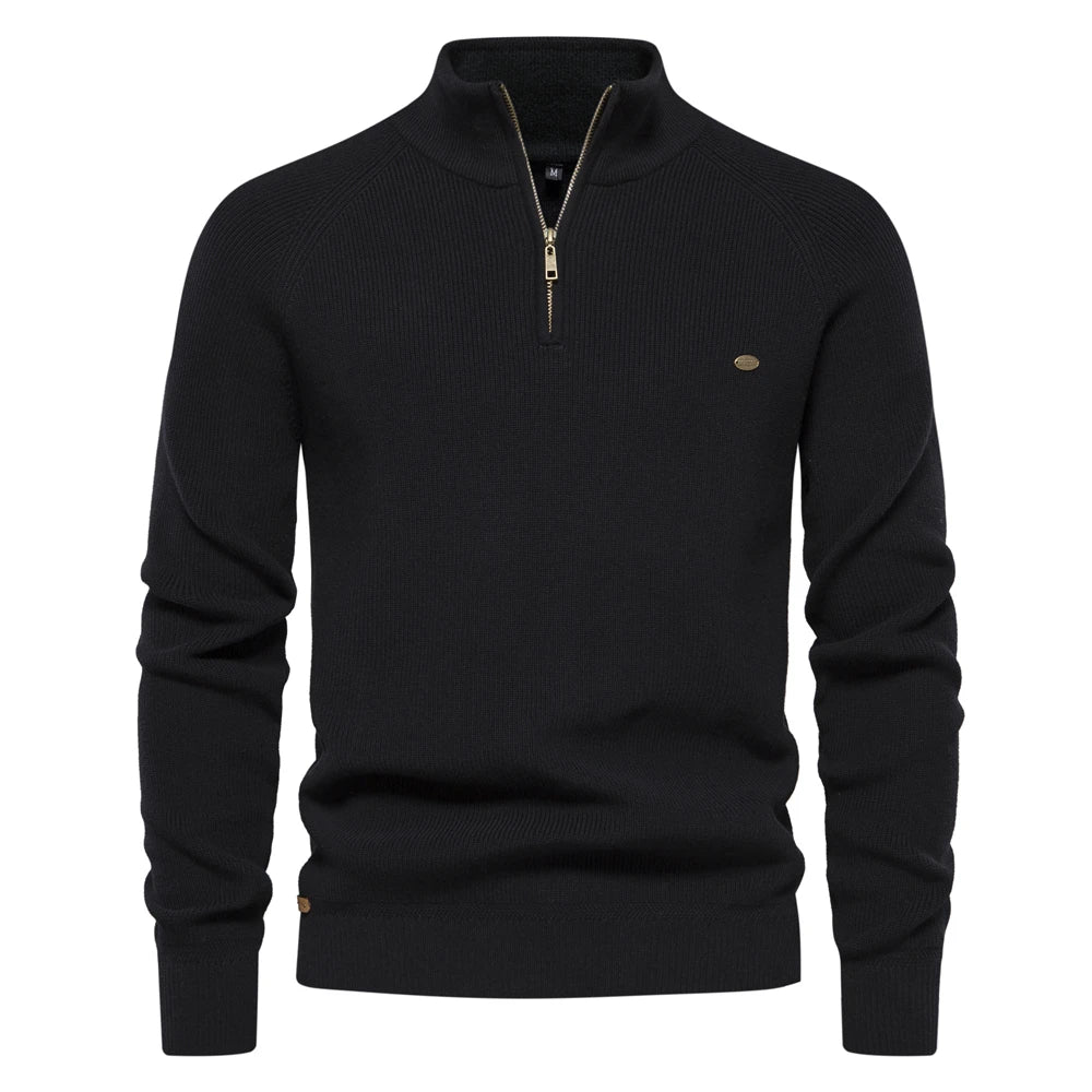 Half Zip Sweater- Breathable Blend And Adjustable Neckline