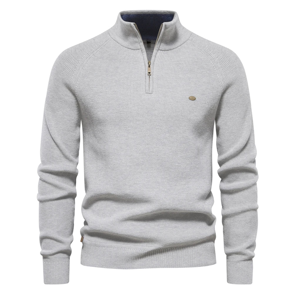Half Zip Sweater- Breathable Blend And Adjustable Neckline