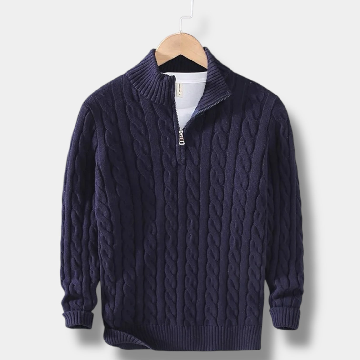 Half Zip Sweater – Jacquard Knit & Mock Neck Comfort