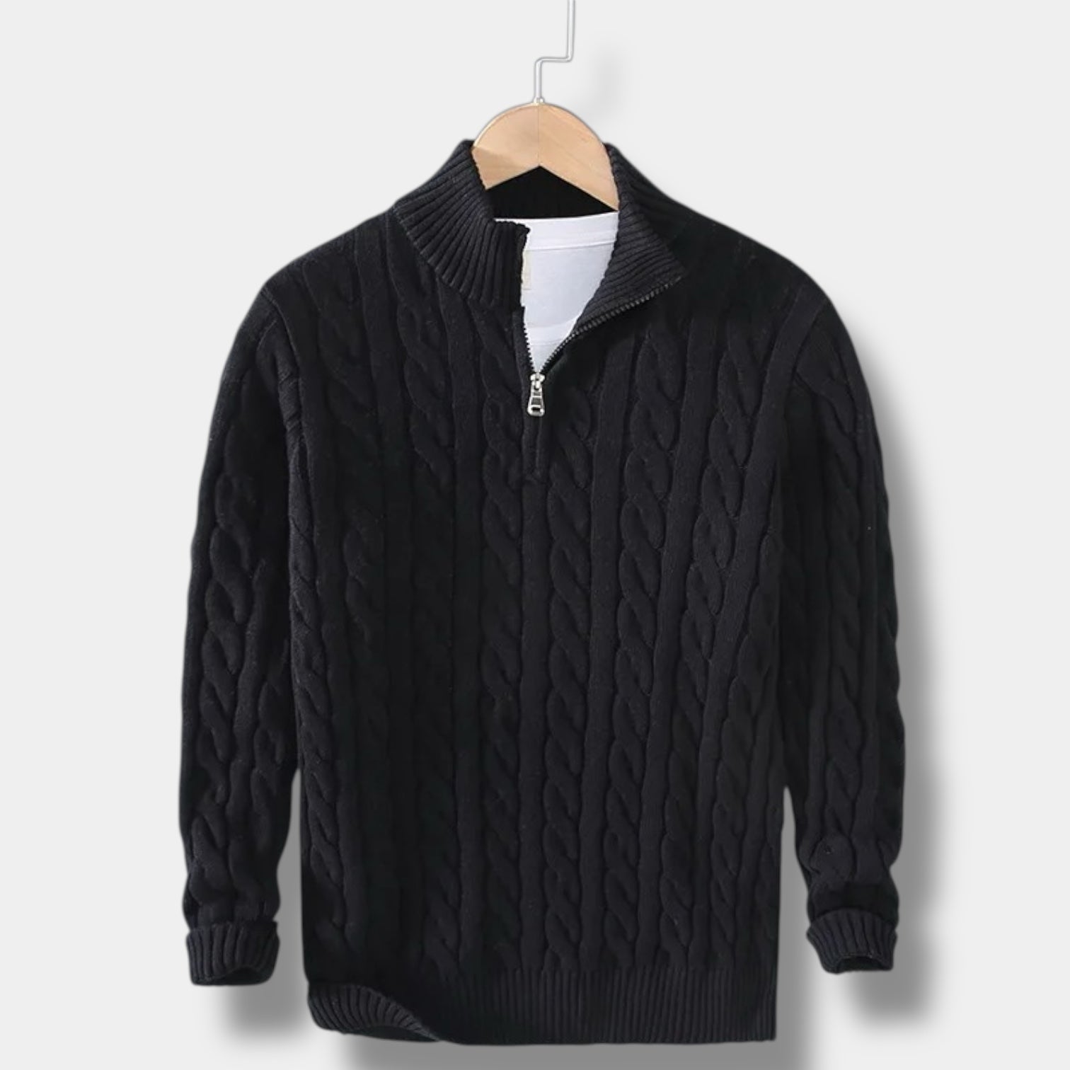 Half Zip Sweater – Jacquard Knit & Mock Neck Comfort