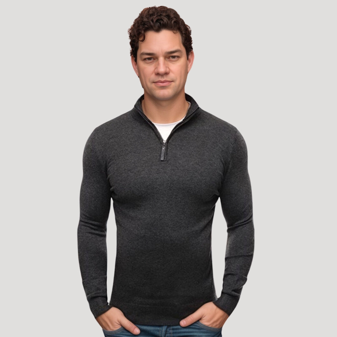 Half Zip Sweater - Soft Blend And Adjustable Neckline
