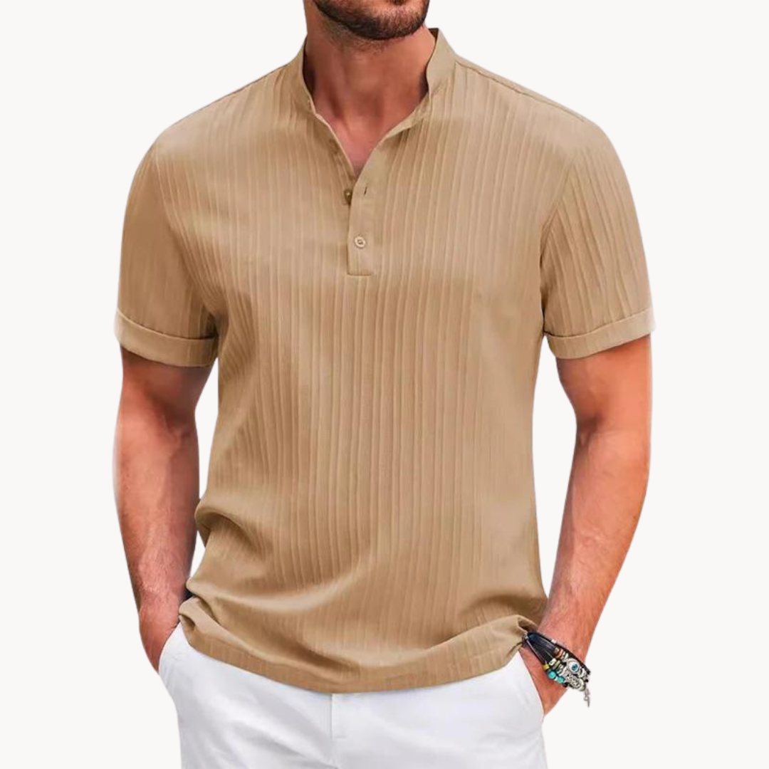 Henley Shirt - Short Button Placket And Flexible Shape