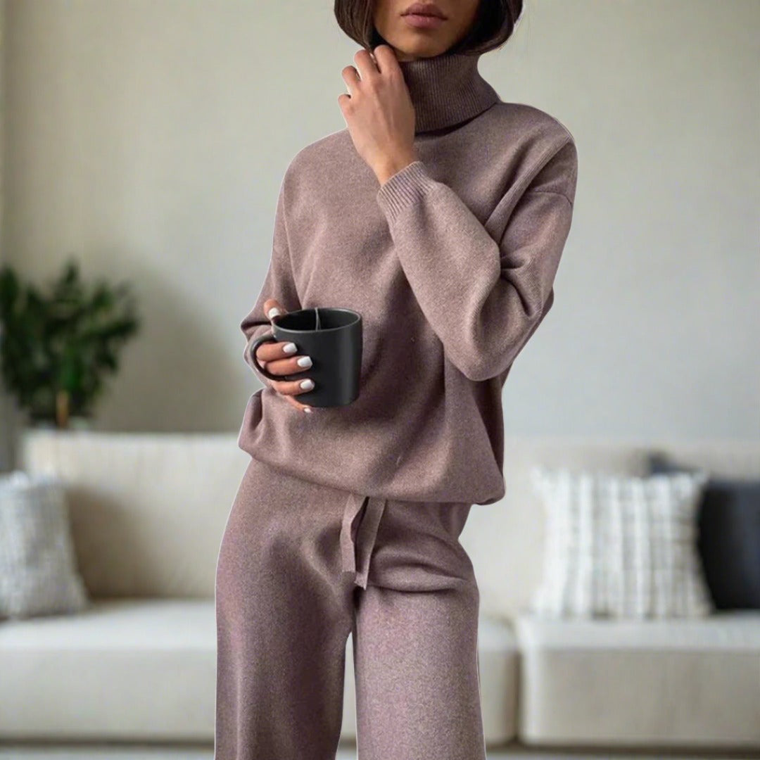 Home Set – Soft Blend High Neck Jumper And Pull On Pants