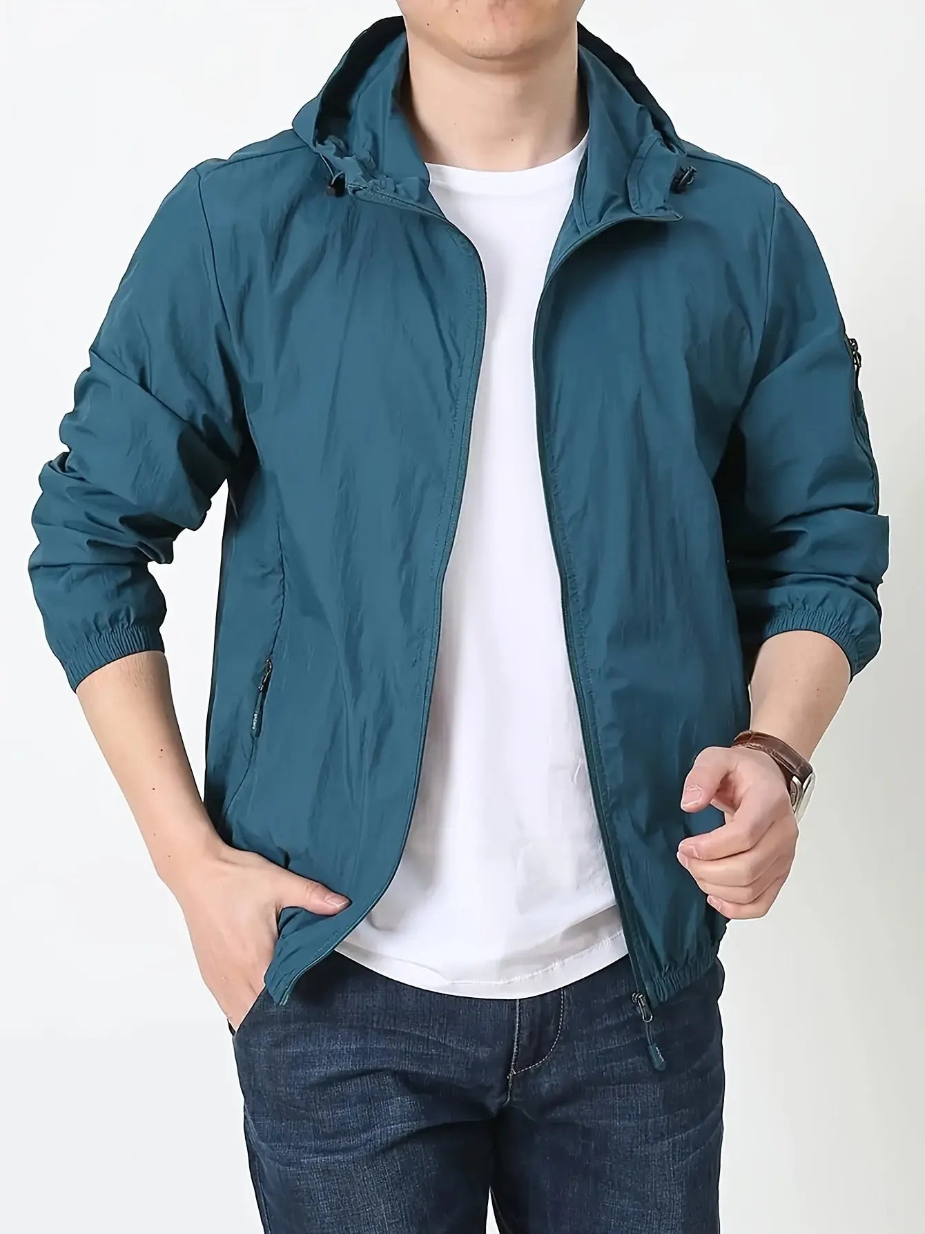 Hooded Jacket - Breathable Blend Hood Adjust & Sun Coverage