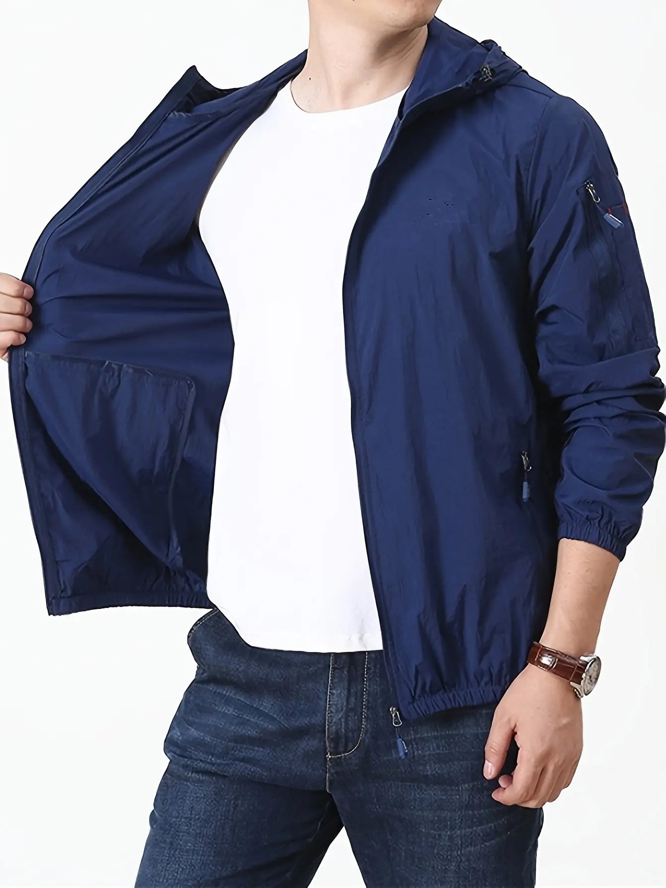 Hooded Jacket - Breathable Blend Hood Adjust & Sun Coverage