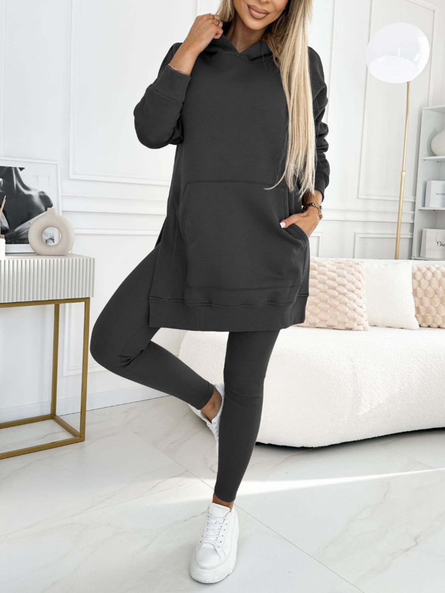 Hoodie And Leggings Set – Polyester Blend & Flexible Fit