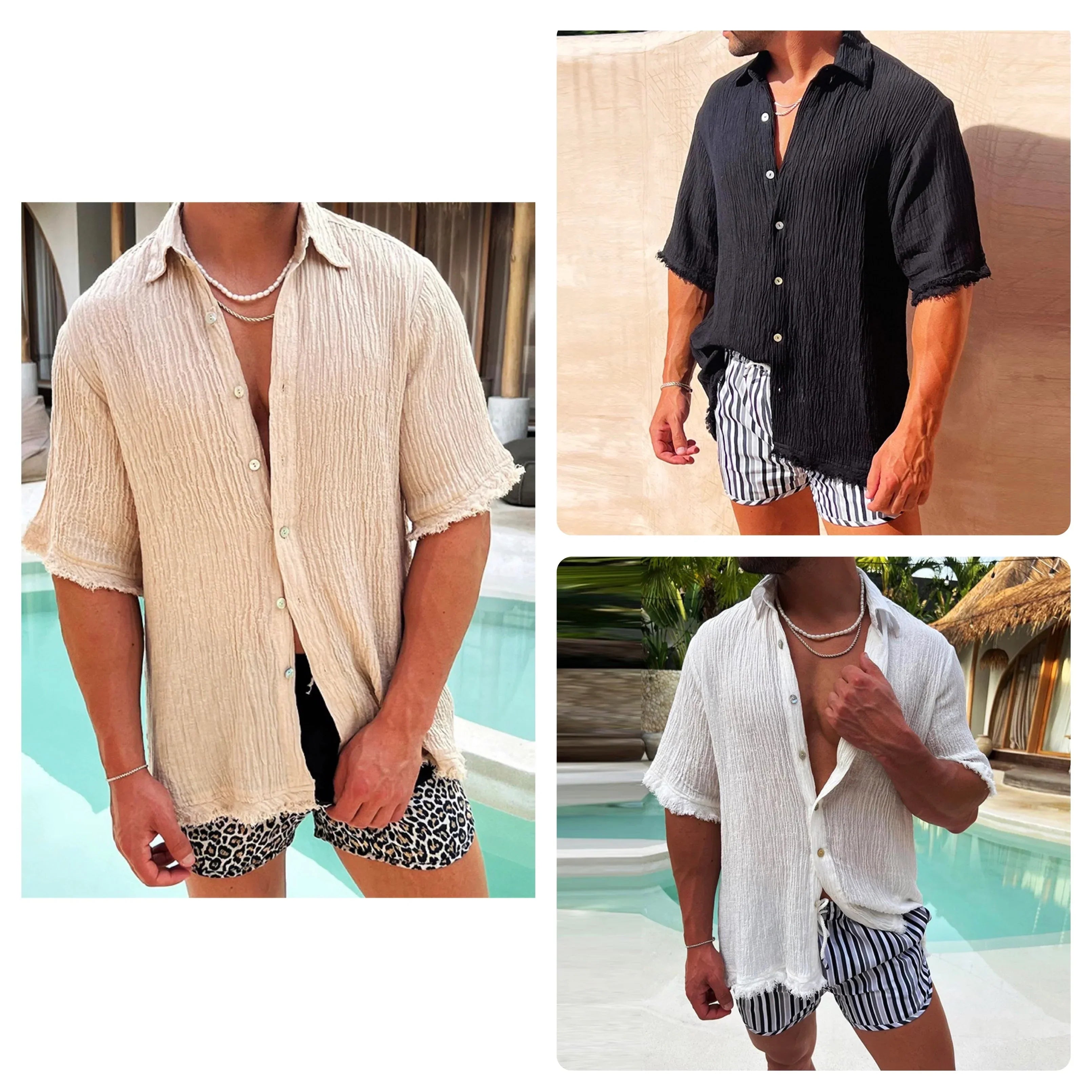 Men's Cotton Distressed Shirt-3