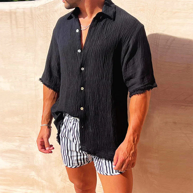 Men's Cotton Distressed Shirt-2