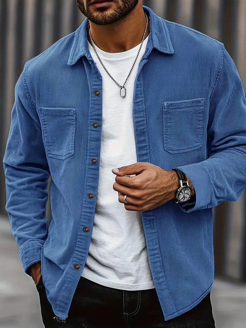 Jacket - Corduroy Blend Button Front And Pocketed Warmth