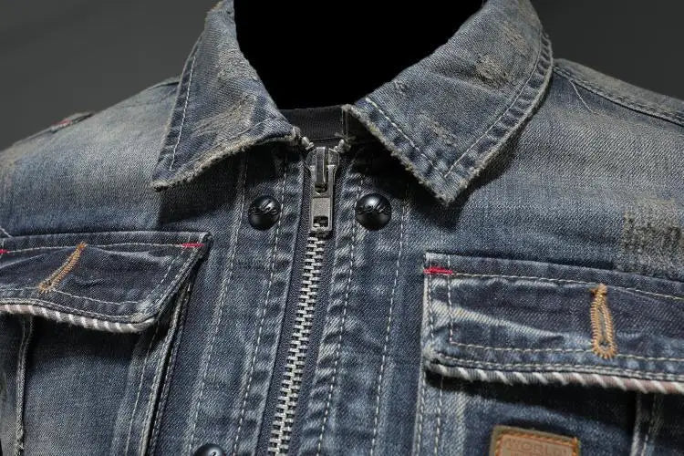 Jacket - Denim Blend Retro Cut And Structured Outer Layer