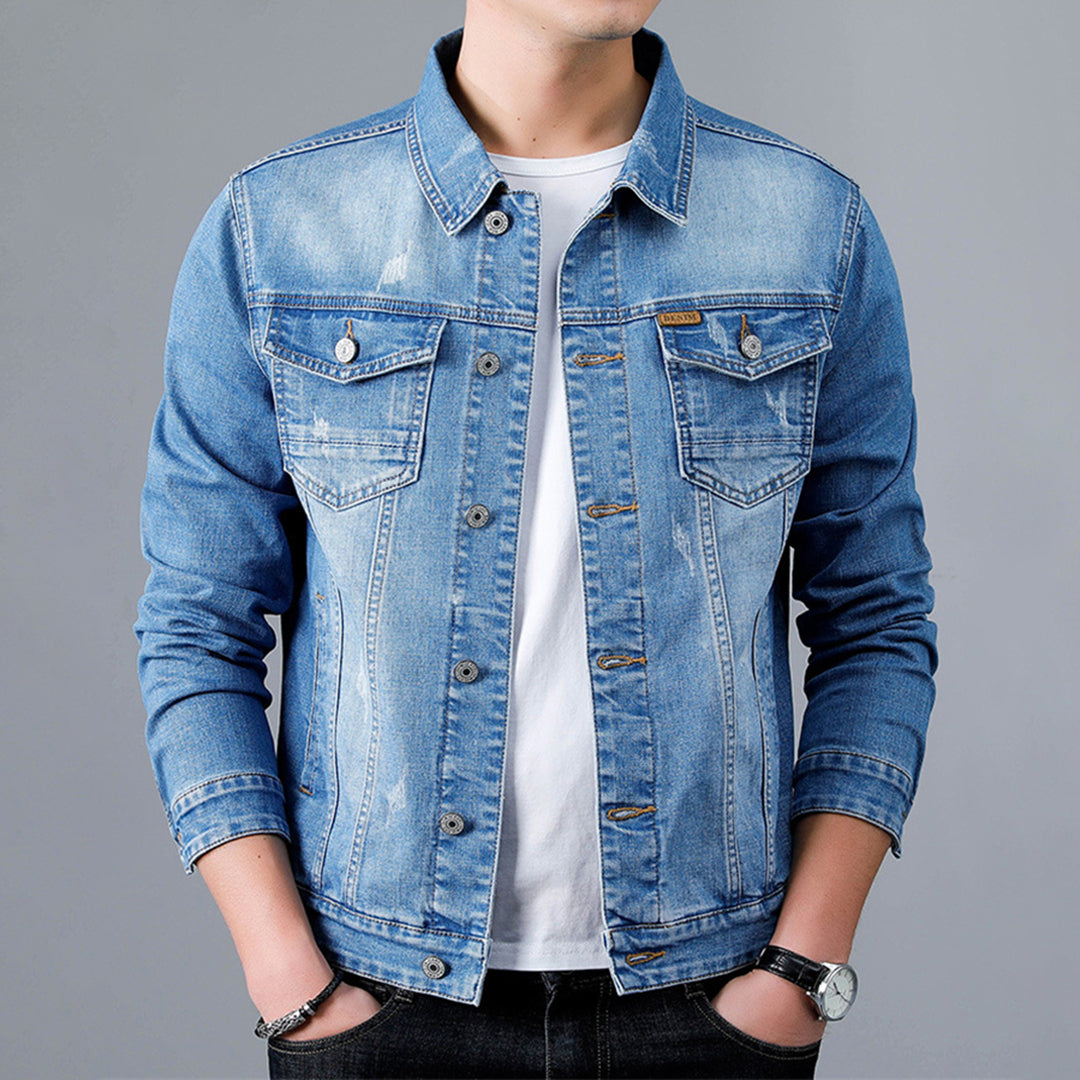 Jacket - Denim Blend Structured Cut & Button Front Closure