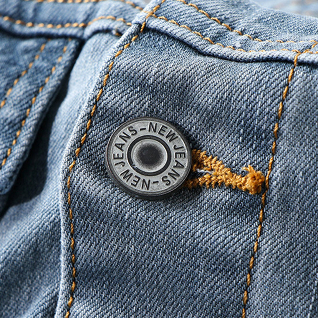 Jacket - Denim Blend Structured Cut & Button Front Closure