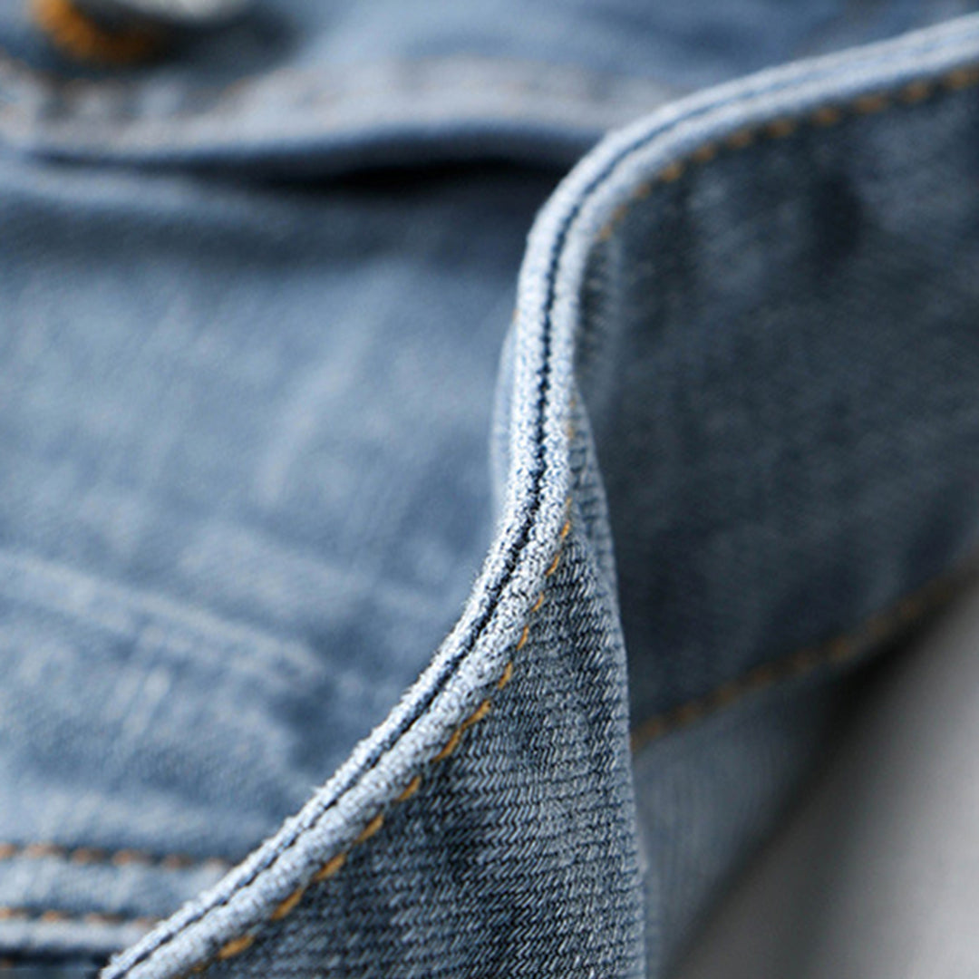 Jacket - Denim Blend Structured Cut & Button Front Closure