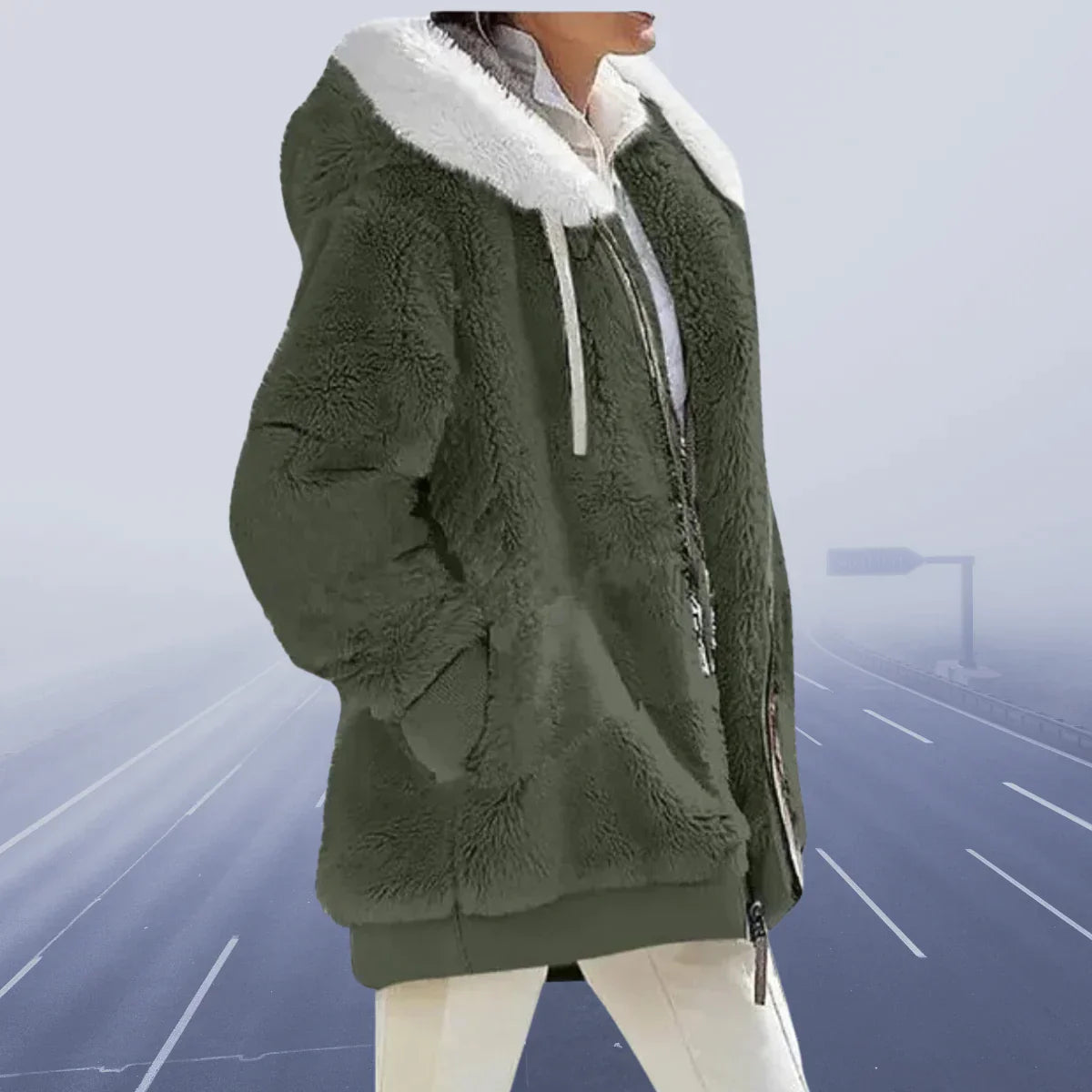 Jacket - Polyester Blend Hood And Soft Warm Stretch Shape