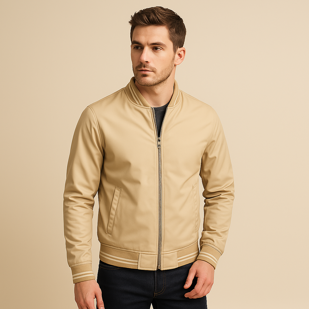 Jacket - Polyester Blend Ribbed Collar & Easy Layering