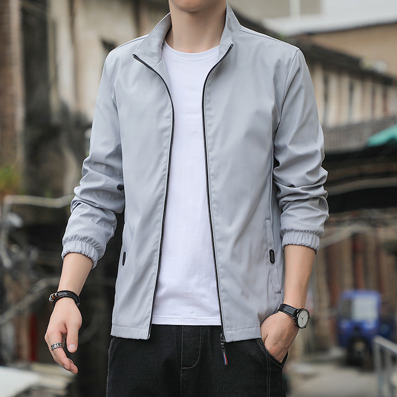 Jacket - Polyester Blend Stand Collar And Slim Tailored Fit