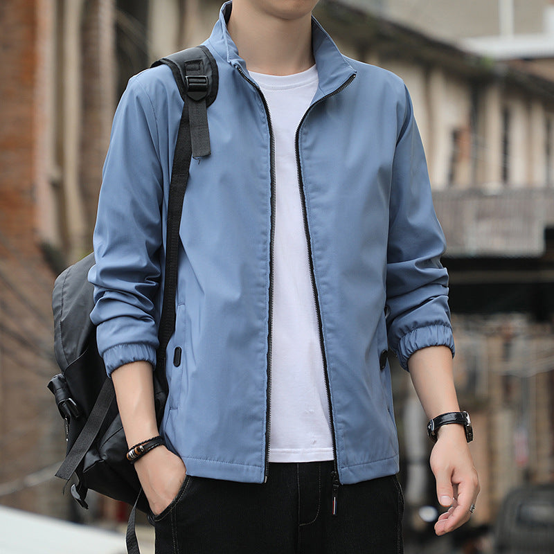 Jacket - Polyester Blend Stand Collar And Slim Tailored Fit
