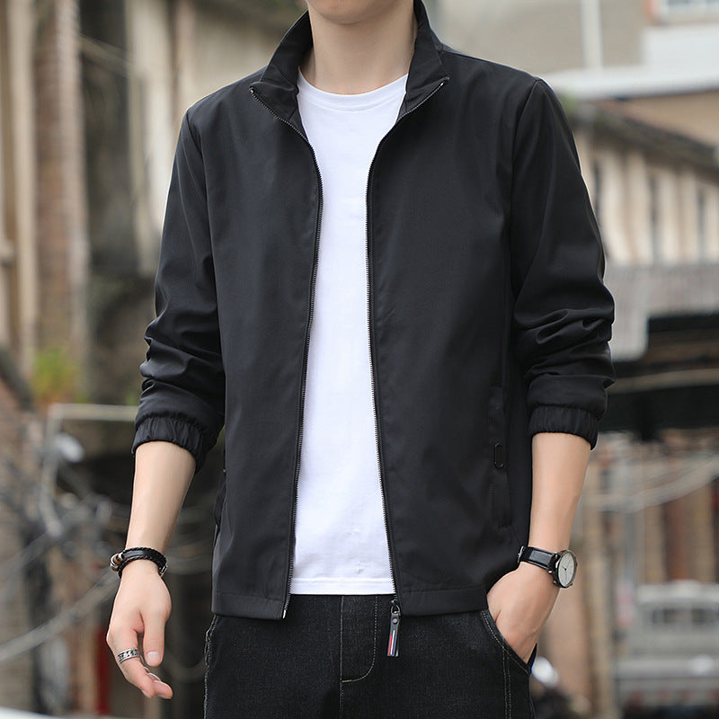 Jacket - Polyester Blend Stand Collar And Slim Tailored Fit