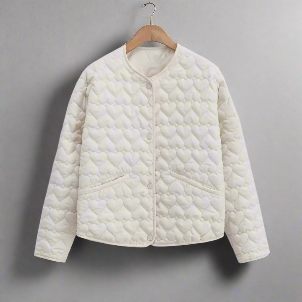 Jacket - Quilted Polyester Blend Heart Detail And Warmth