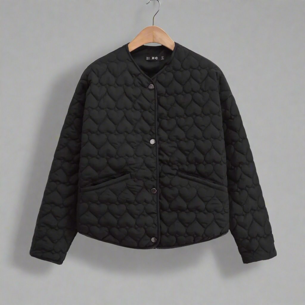 Jacket - Quilted Polyester Blend Heart Detail And Warmth