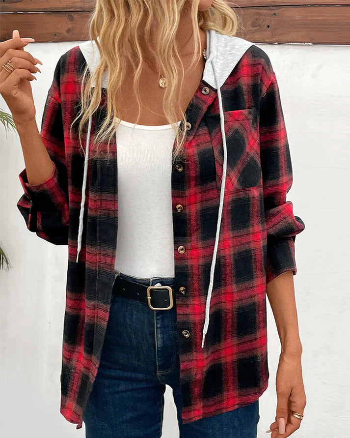 Jacket - Soft Blend Checkered Hood And Wind Coverage