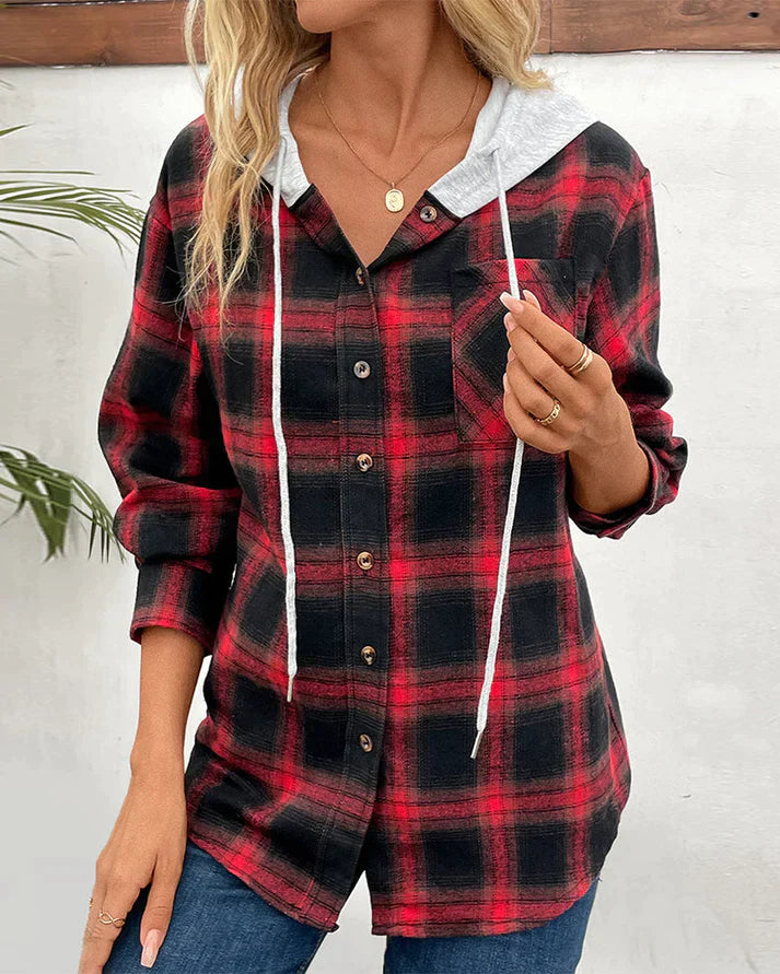 Jacket - Soft Blend Checkered Hood And Wind Coverage