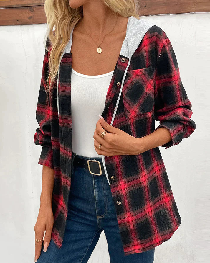 Jacket - Soft Blend Checkered Hood And Wind Coverage