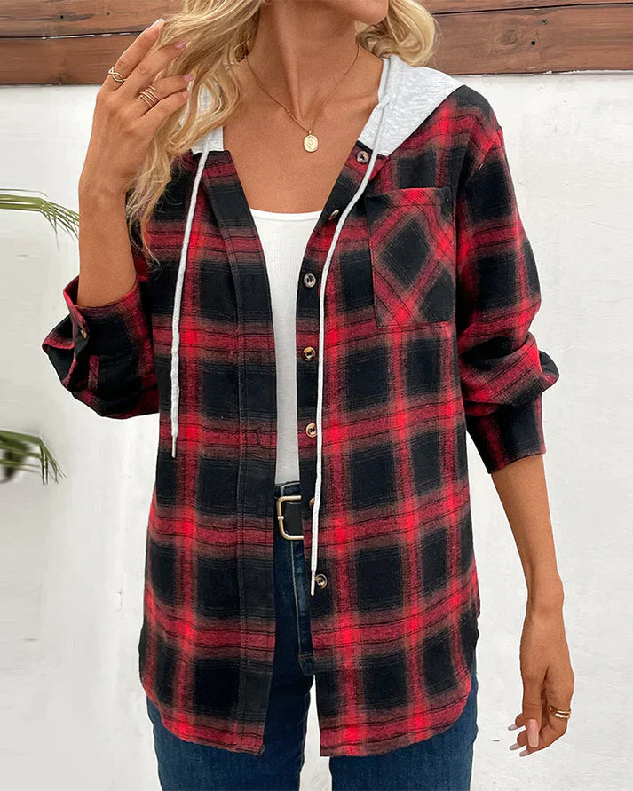 Jacket - Soft Blend Checkered Hood And Wind Coverage