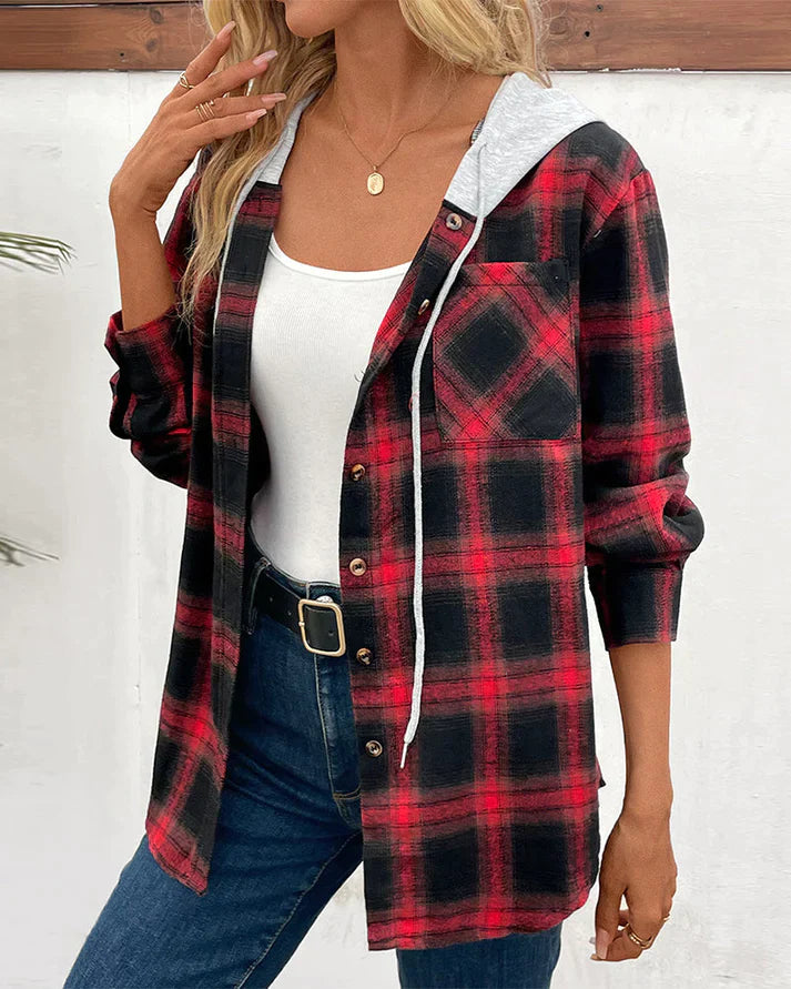 Jacket - Soft Blend Checkered Hood And Wind Coverage