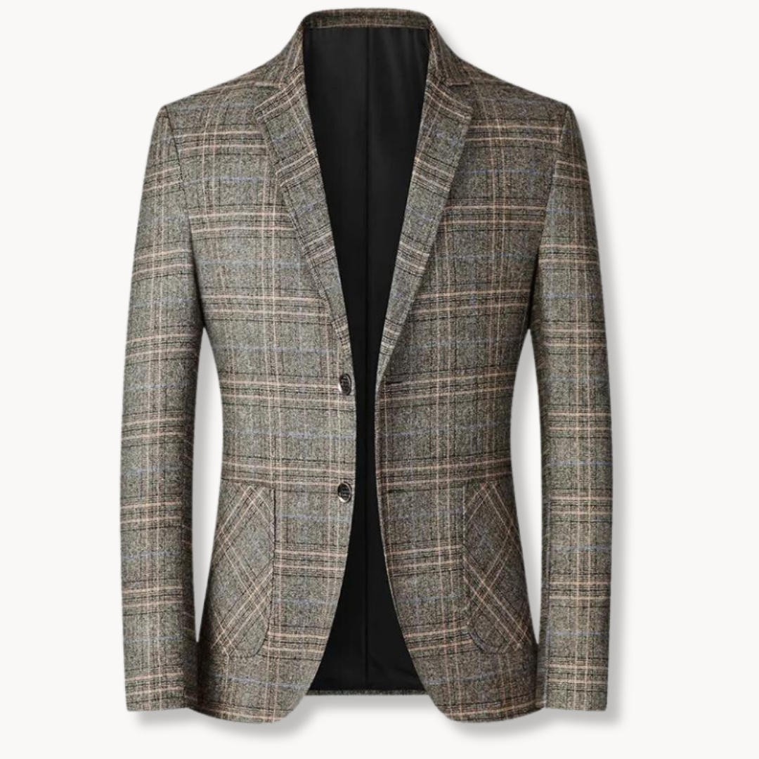 Jacket – Soft-Blend Tweed Plaid & Structured Shape Fit