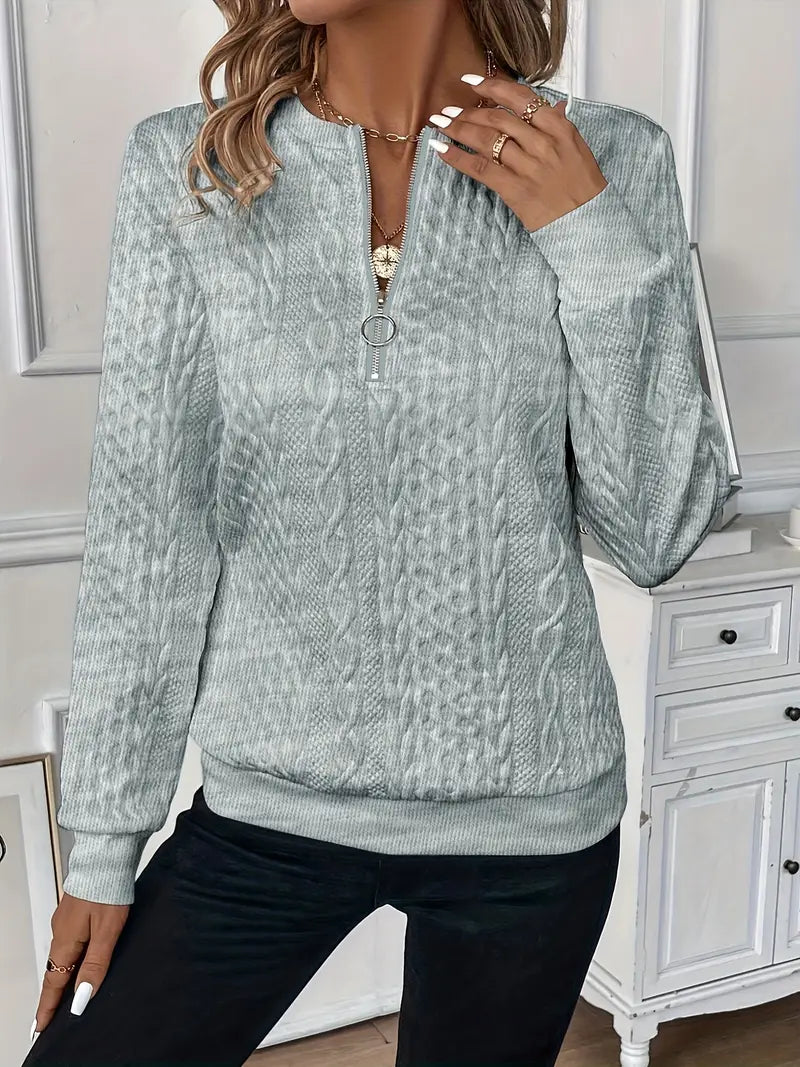Jumper - Soft Yarn Blend Zip Front And Flexible Fit