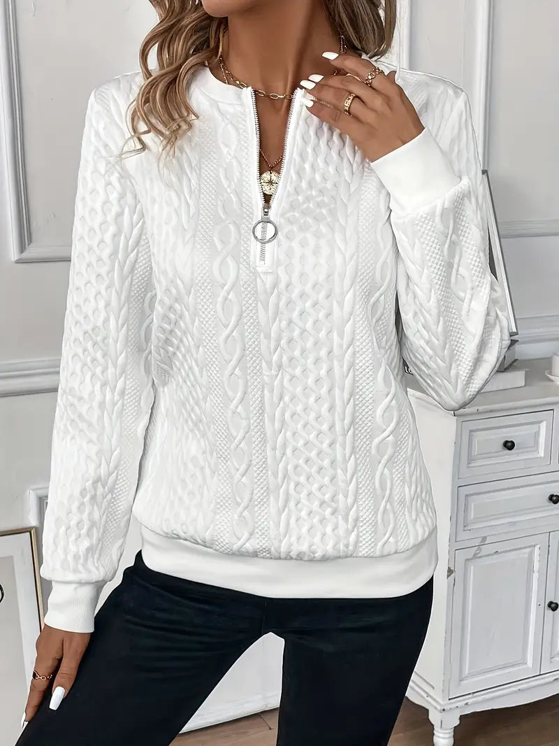 Jumper - Soft Yarn Blend Zip Front And Flexible Fit