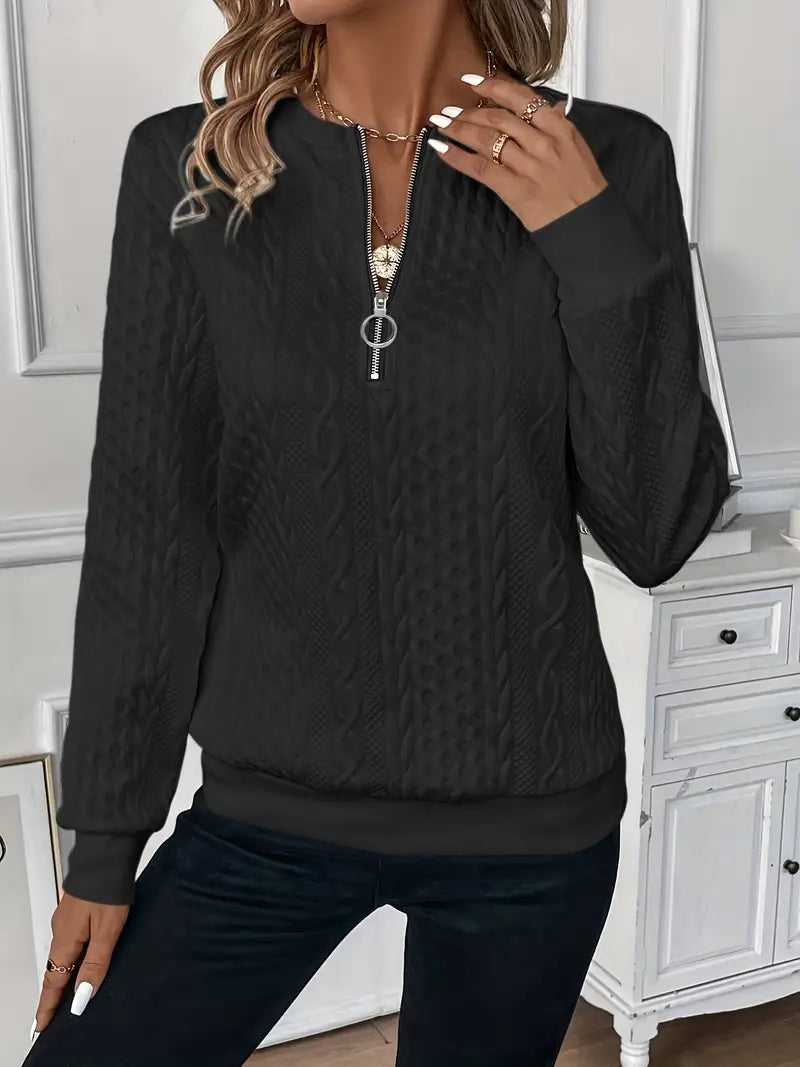Jumper - Soft Yarn Blend Zip Front And Flexible Fit