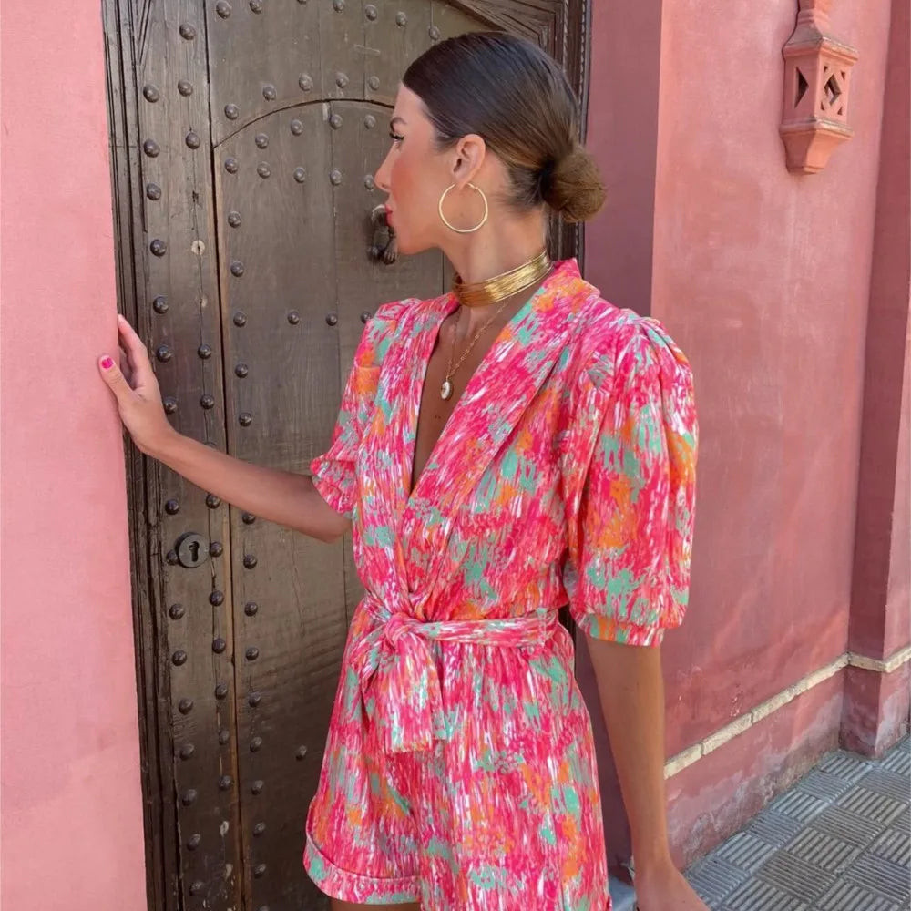 Jumpsuit - Light Blend V Neck Short Sleeves & Easy Movement