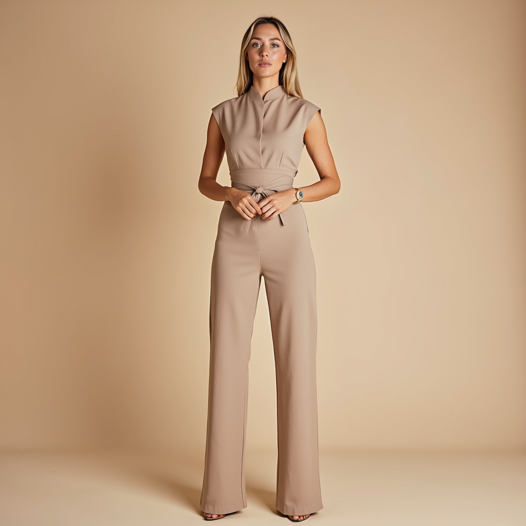 Jumpsuit - Polyester Blend Fitted Shape And Easy Arm Move