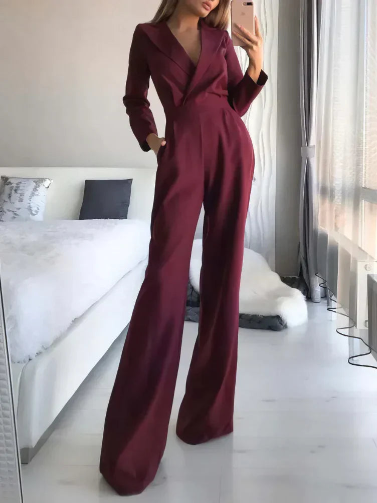 Jumpsuit - V Neck And Tailored Waist For Natural Movement