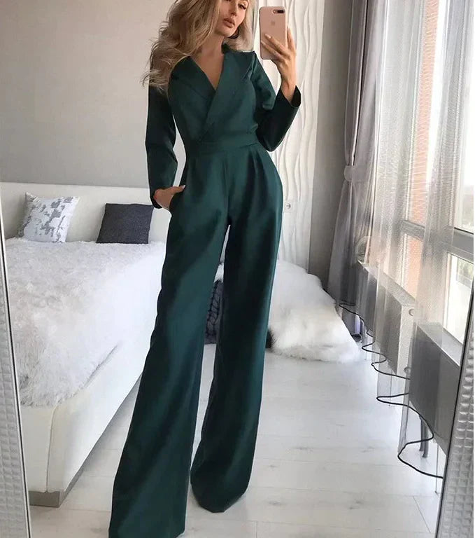 Jumpsuit - V Neck And Tailored Waist For Natural Movement